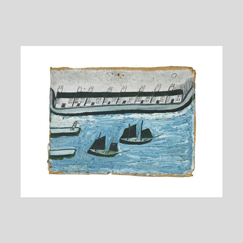 Alfred Wallis Houses at the water's edge (Porthleven?) Print