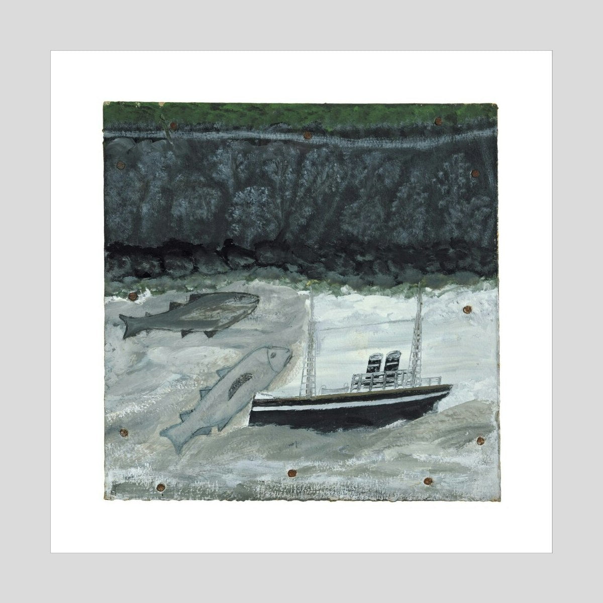 Alfred Wallis Land fish and motor vessel Print