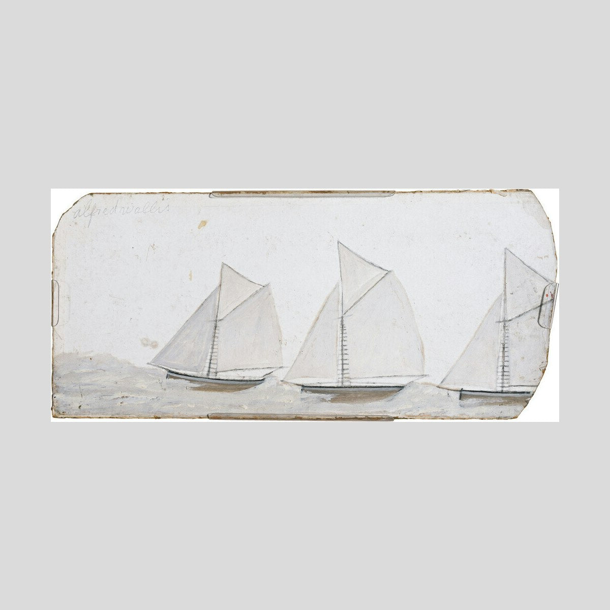 Alfred Wallis Three sailing boats in a line Print