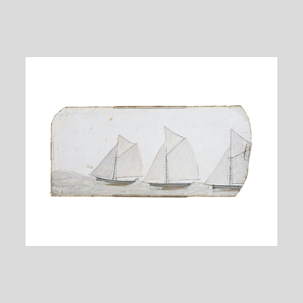 Alfred Wallis Three sailing boats in a line Print