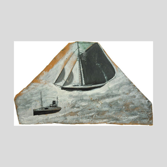 Alfred Wallis Grey sailing ship and small boat Print