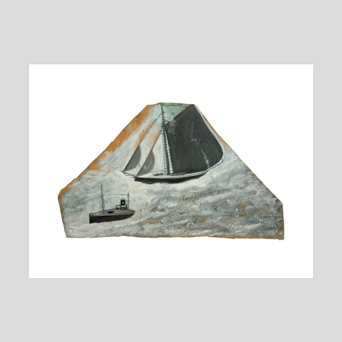 Alfred Wallis Grey sailing ship and small boat Print