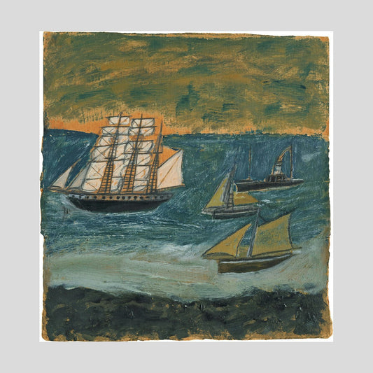 Alfred Wallis Three-masted barque with three small ships Print