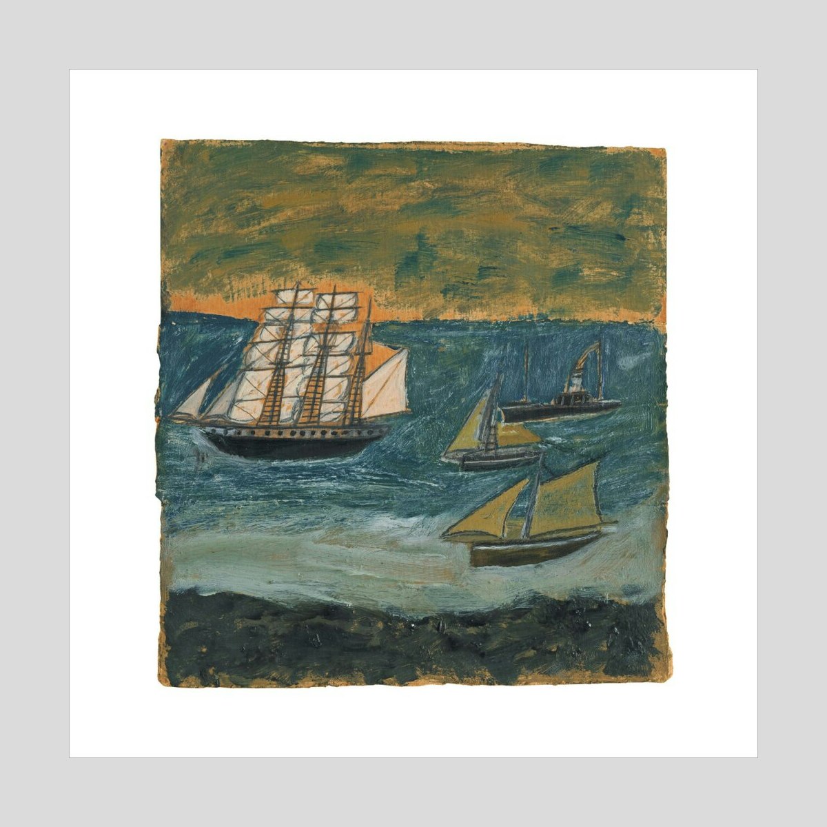 Alfred Wallis Three-masted barque with three small ships Print