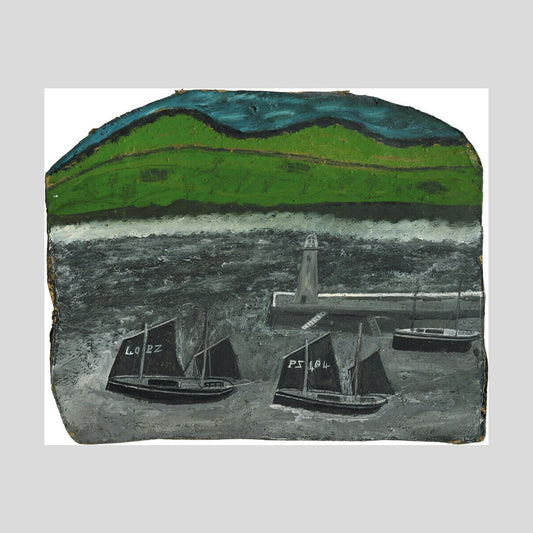 Alfred Wallis PZ sailing boats by a jetty Print