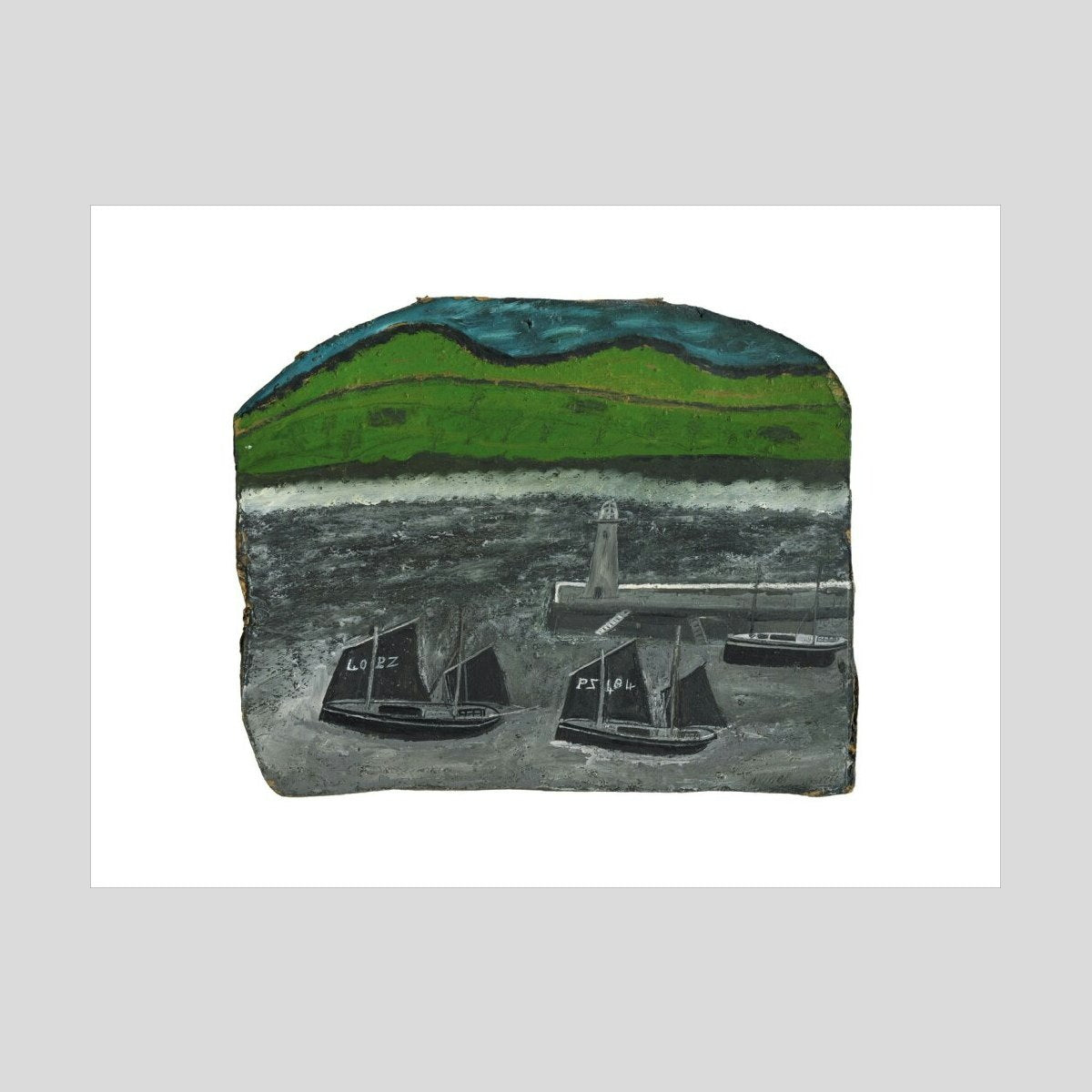 Alfred Wallis PZ sailing boats by a jetty Print