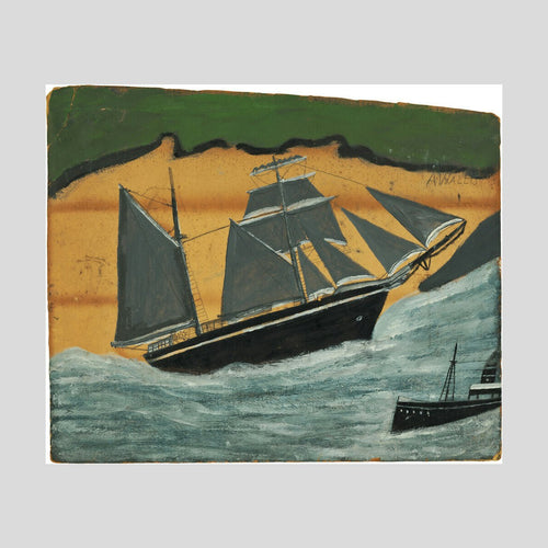 Alfred Wallis Sailing ship against a sandy beach Print