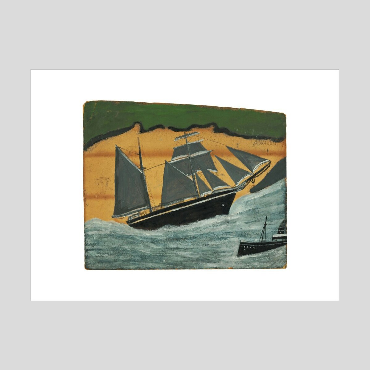 Alfred Wallis Sailing ship against a sandy beach Print