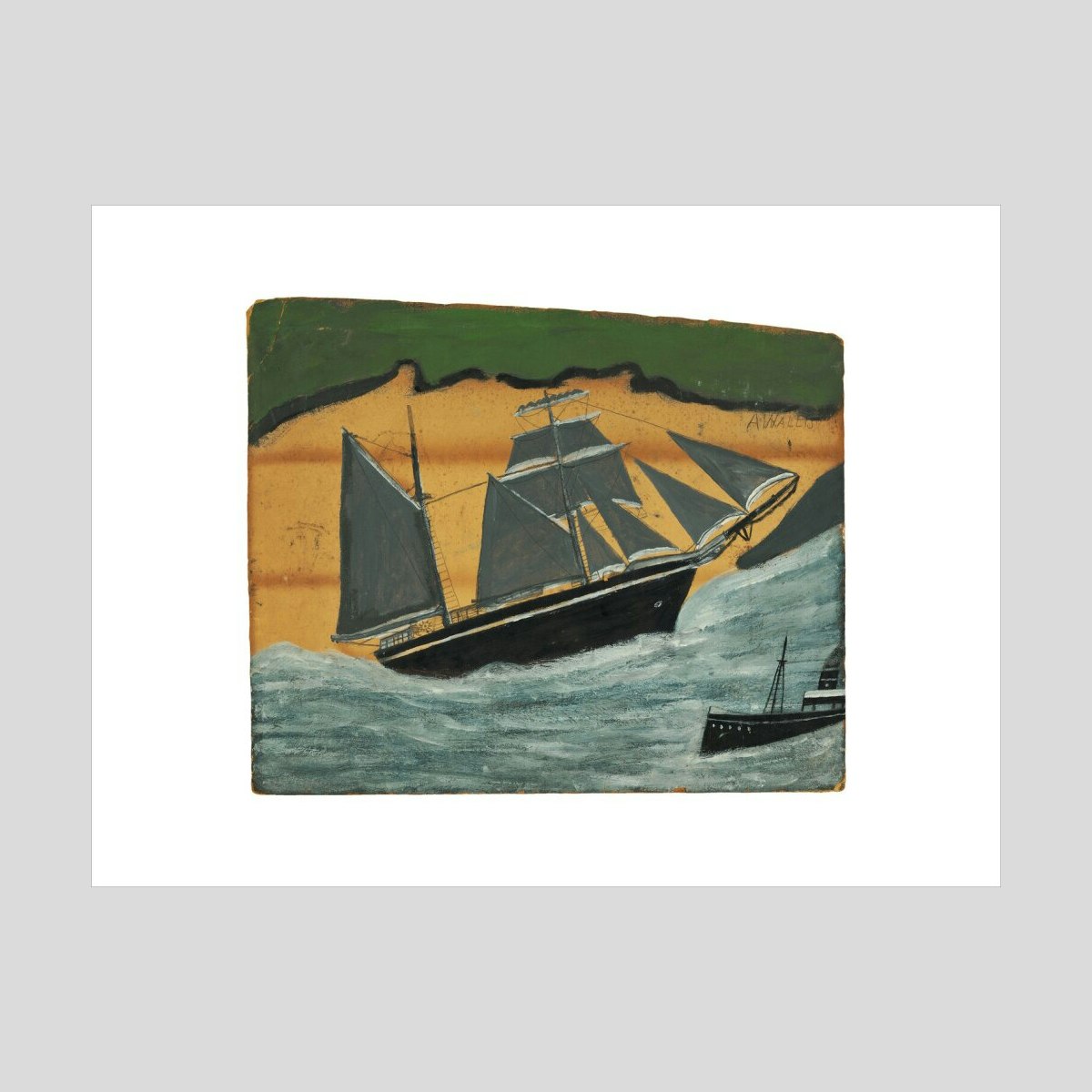 Alfred Wallis Sailing ship against a sandy beach Print