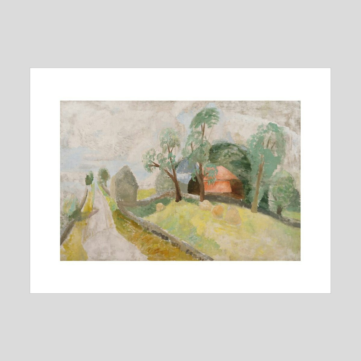 Winifred Nicholson Road along the Roman Wall (Landscape with Two Houses) Print