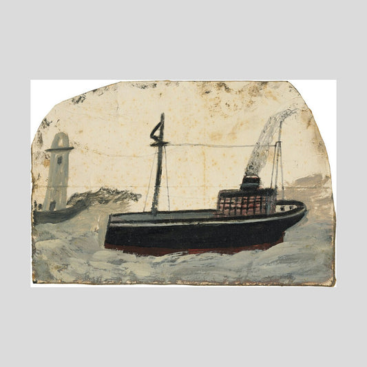 Alfred Wallis Small black steamer with lighthouse Print