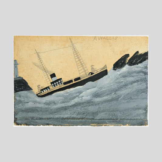 Alfred Wallis Steamboat with two sailors, lighthouse and rocks Print