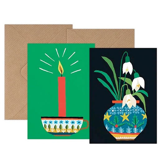 Brie Harrison Candle & Snowdrops Mini Christmas Cards (Pack of 6)