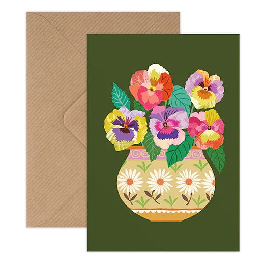 Brie Harrison Pansies Greetings Card