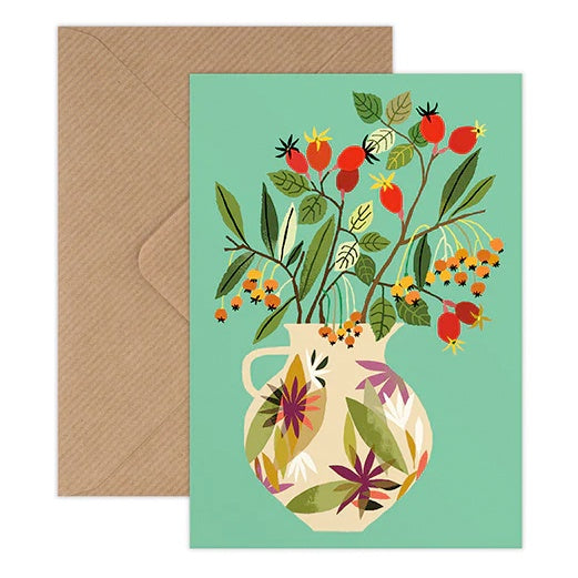 Brie Harrison Rosehips Greetings Card