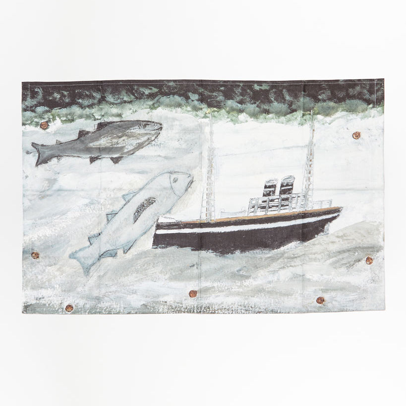 Alfred Wallis Land, fish and motor vessel Tea Towel