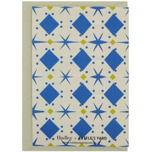 Hadley Paper Goods Hadley x Kettle's Yard Blue Star Pattern Greetings Card 2
