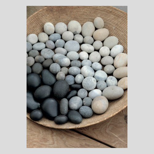 Postcard Basket of pebbles, sitting room